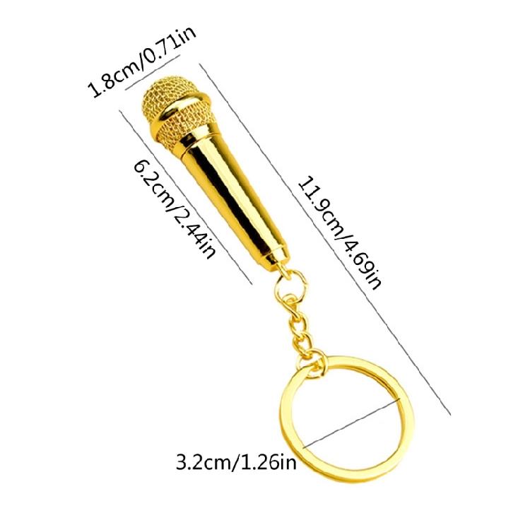 Simulation Mic Keyring Miniature Pocket Sized Microphone Keychain for Music Lovers Stylish Key Accessory Bag Ornament