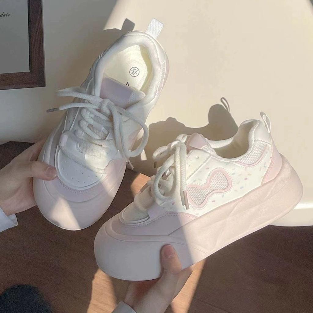 Thick-soled Heightening Little White Shoes Women's 2025 New Summer Milk Fufu Versatile Casual Sports Board Shoes Big Head Bread Shoes