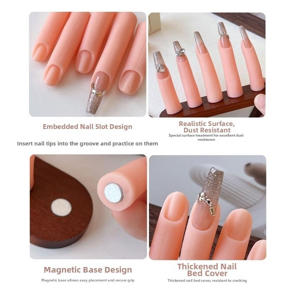 5Pcs/Set Display Stand Silicone Practice Fingers Silicone Nail Art Practice Hand  Manicure Training