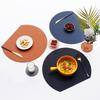 Nordic Double-Sided PU Leather Placemats Waterproof Oil-Resistant Half-Round Heat-Resistant Dining Table Mat Home Restaurant