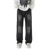 ZHONGJUE Loose Fit Denim Long Straight Washed 8 Men's Pants, Pants, Jeans, Hardwearing, Comfortable, All-Season Bottoms, Spring/Autumn (Size Black)