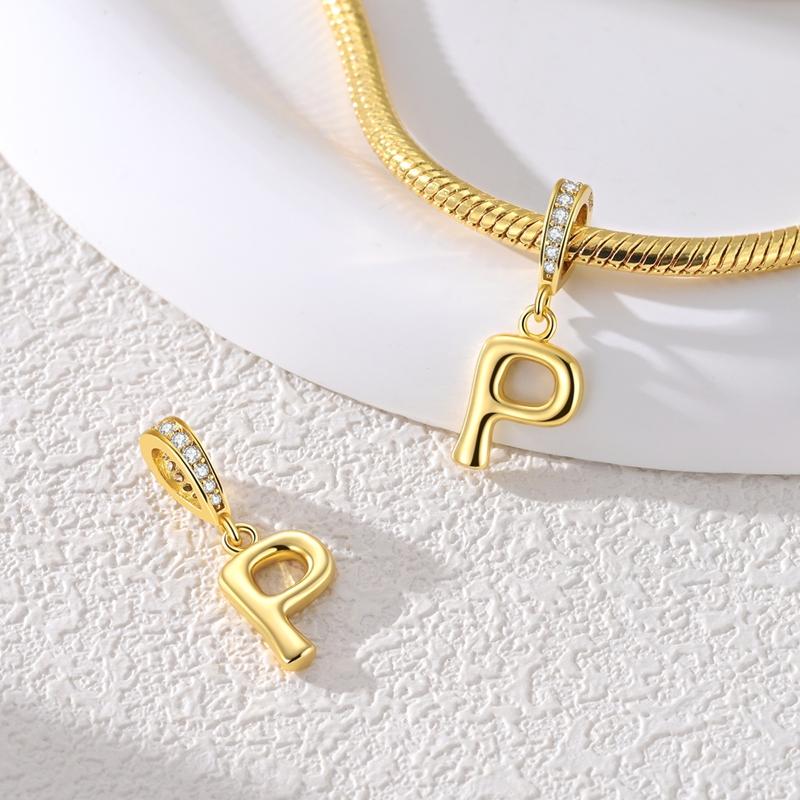 Copper Golden Letter P Charms Fit Original Bracelet Making Gift For Woman Jewelry Diy Fashion Pendant