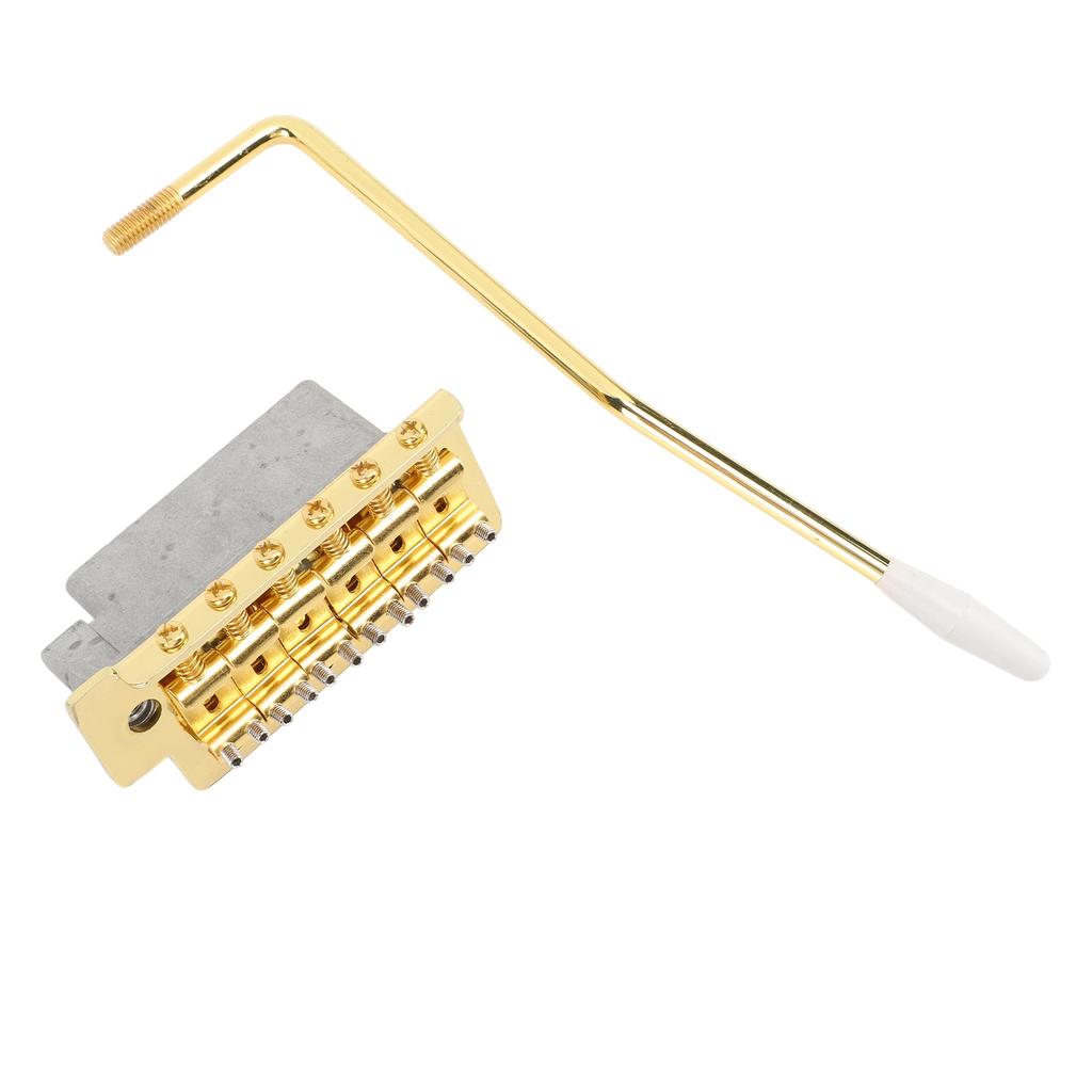 52.5mm Tremolo Bridge with Bar Zinc Alloy Vintage Electric Guitar Bridge Replacement for Fender Strat Style Guitars Gold