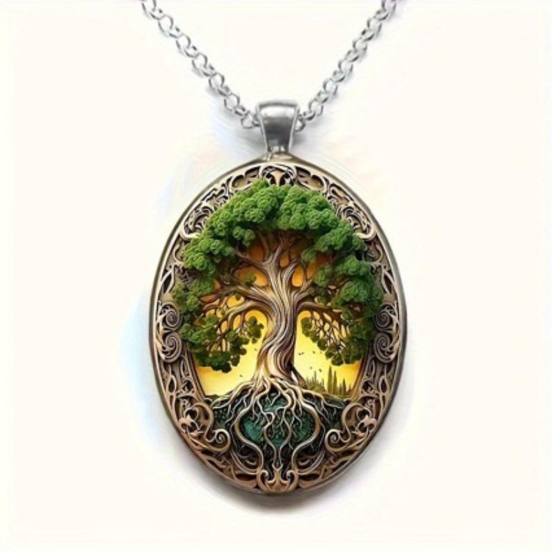 Pendant Tree of Life Pattern Time Accessory Necklace