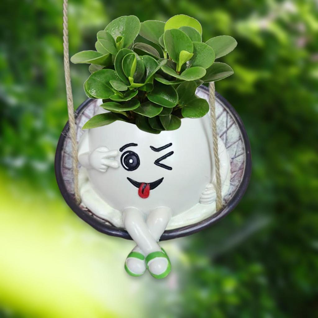 Hangende Pot Succulent Bloempot Bloempot Lachend Gezicht Schommelstoel Bloempot voor Buiten Balkon Vensterbank Tuin Kantoor