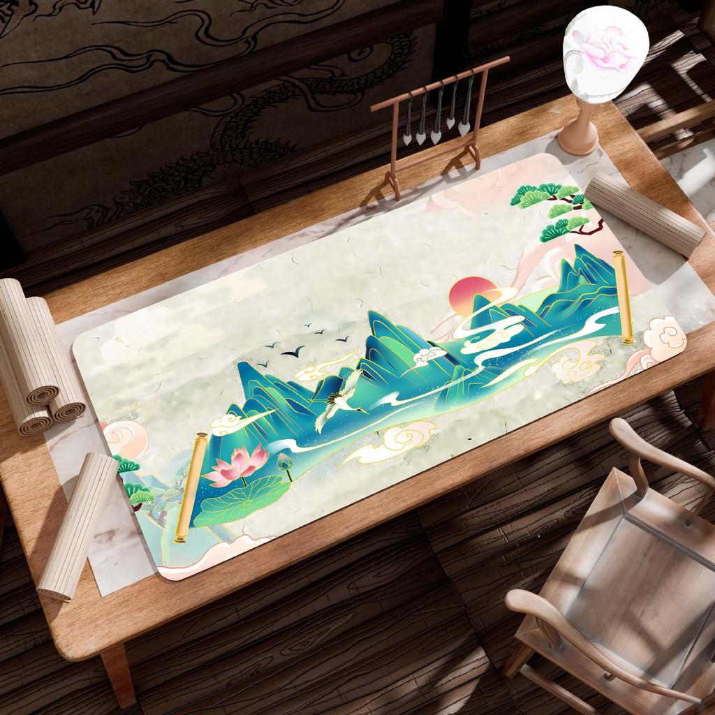 Extra Large Ancient Landscape Mouse Pad - Thick, Lock Edge, One-Piece Desk Mat