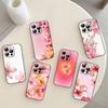 P-Peach-B-Blossom Black Phone Case That Fits For IPhone 17,16,15,11,13,14 Pro Max,Plus,X,Xr,Xs Max,13Mini