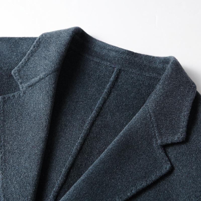 Autumn and Winter Handmade Double-sided Trench Coat Middle-aged and Young Business Leisure Warm Wool Nizi Jacket