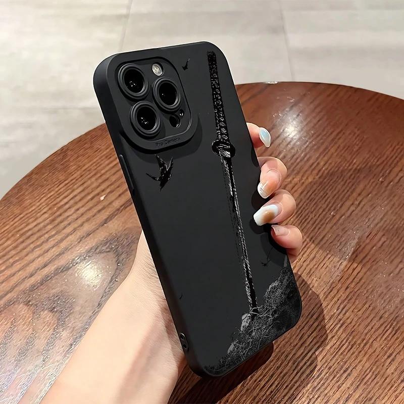 For iPhone 17 16 15 14 13 12 11 Pro Max Case The Sword Creative Pattern Protective Cover For iPhone XS Max XR 7 8 Plus 16e Funda