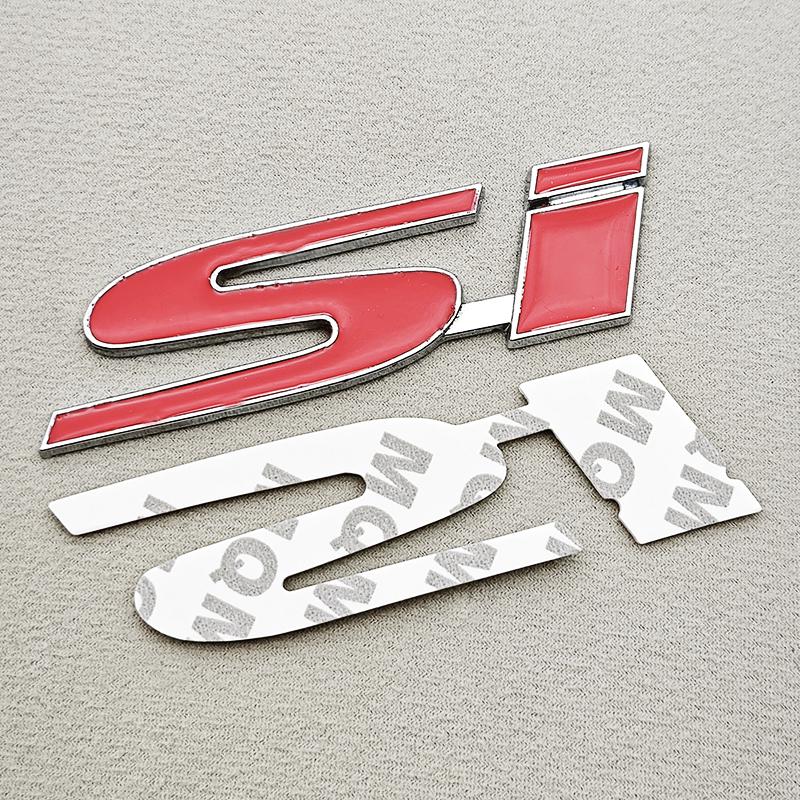3D Metal Car Styling SI Logo Badge Chrome Sticker Front Grille Emblem For Honda Civic Accord Etc Automobile Accessories