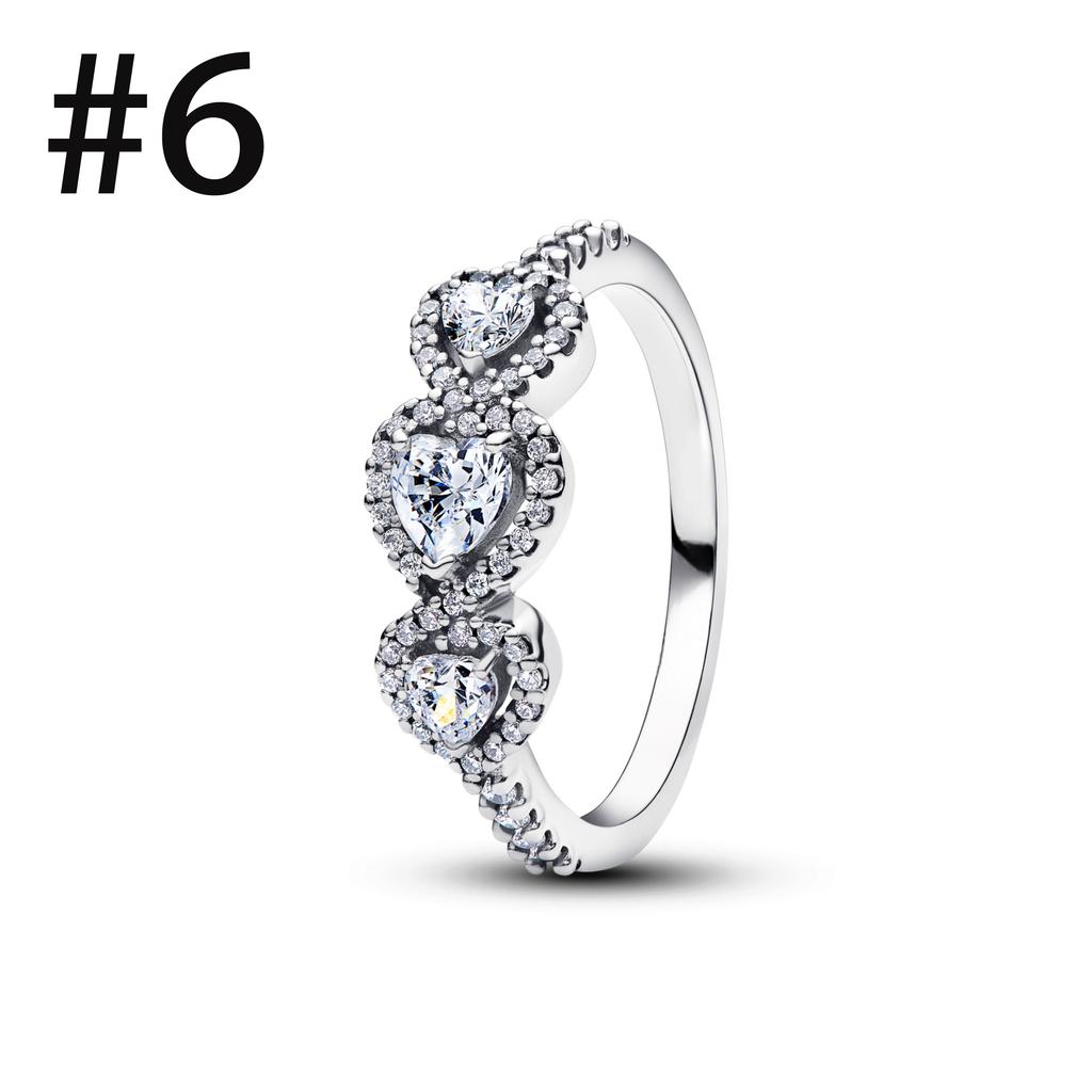 Luxury Original 925 Silver Heart-shaped Bow Flower Ring Fit Women's High-end Jewelry Parties Valentine's Day Gifts