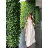 French Neck Dress Women's Summer Seaside Vacation Wind Backless Long Dress Super Fairy Temperament Loose a Word Skirt
