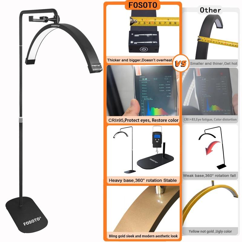 FOSOTO LED Half-Moon Desktop Ring Light Overseas Warehouse Fast Shipping For Beauty Salon: Nail Art, Tattoo, Eyelash & Video