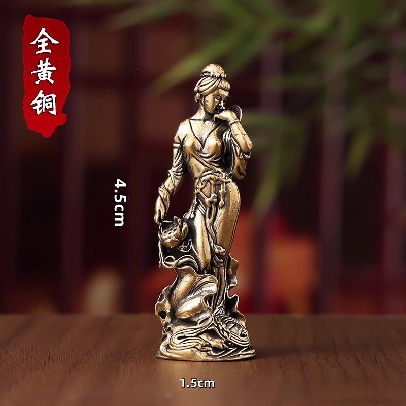 Vintage Style Small Decorative Figurine Bronze Desktop Ornament Classic Female Sculpture Art Collectible Statue for Home Office Display