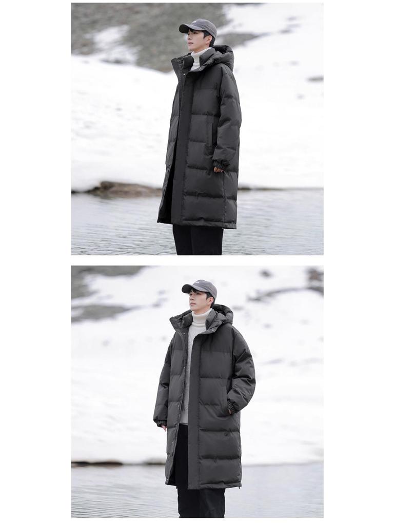 Men's Mid-Length Cotton Padded Jacket - Thickened Winter Coat for 2025 Season
