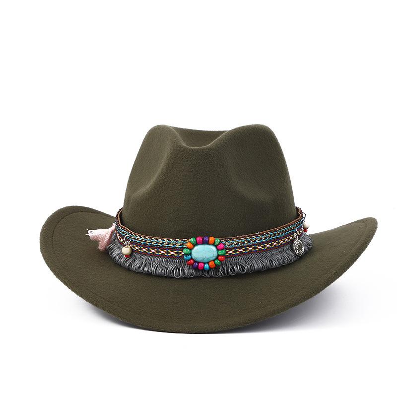New Western Cowboy Hat Top Hat Jazz Hat Big Brim Ethnic Style Cowboy Felt Hat