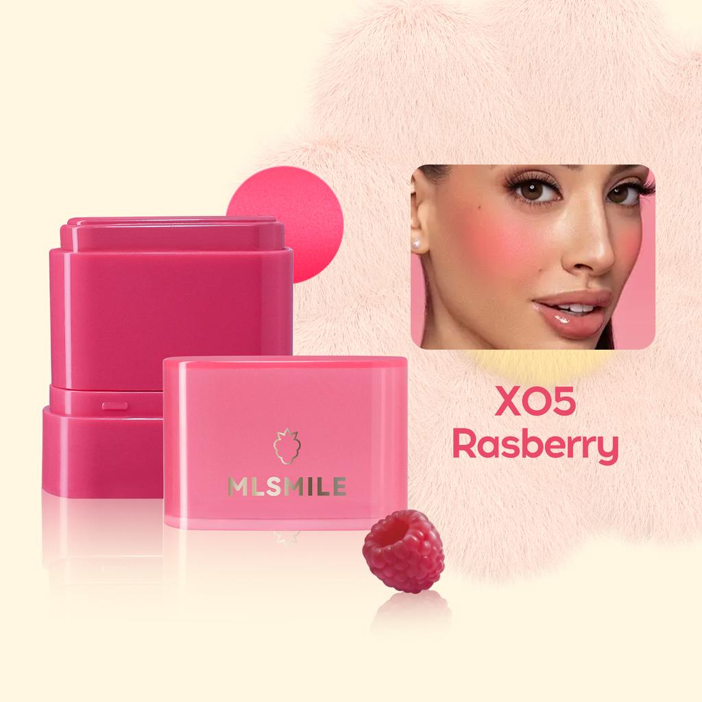 MLSMILE Flat Tube Fruit Blush Stick 2 In 1 Lipstick Lipstick Easy To Color Highlight Grooming Rouge