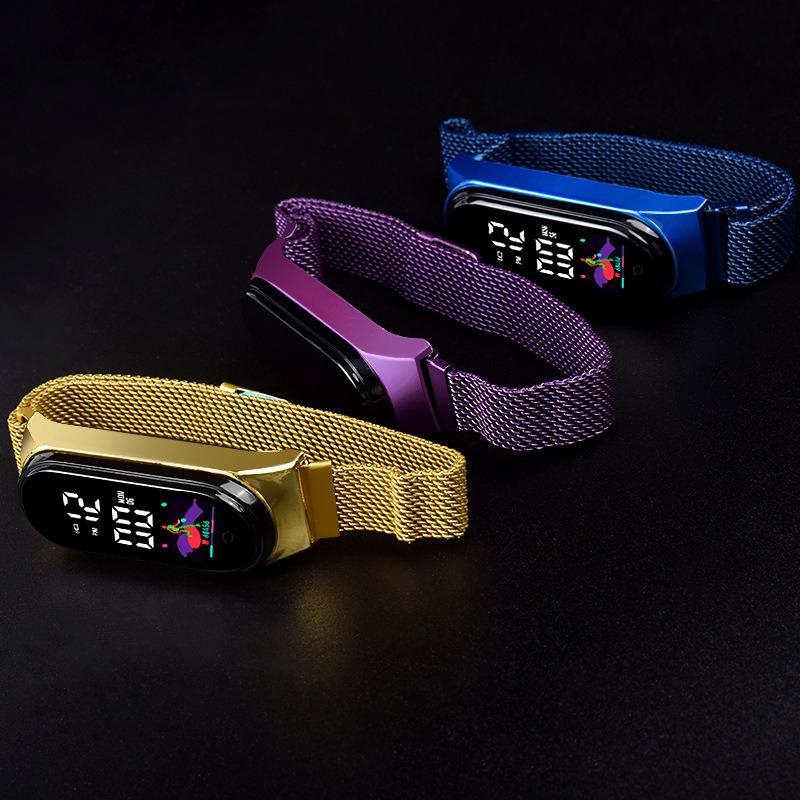 New LED Student Electronic Watch Innovative Colorful Waterproof Milan with Alloy Touch Screen LED Bracelet Watch
