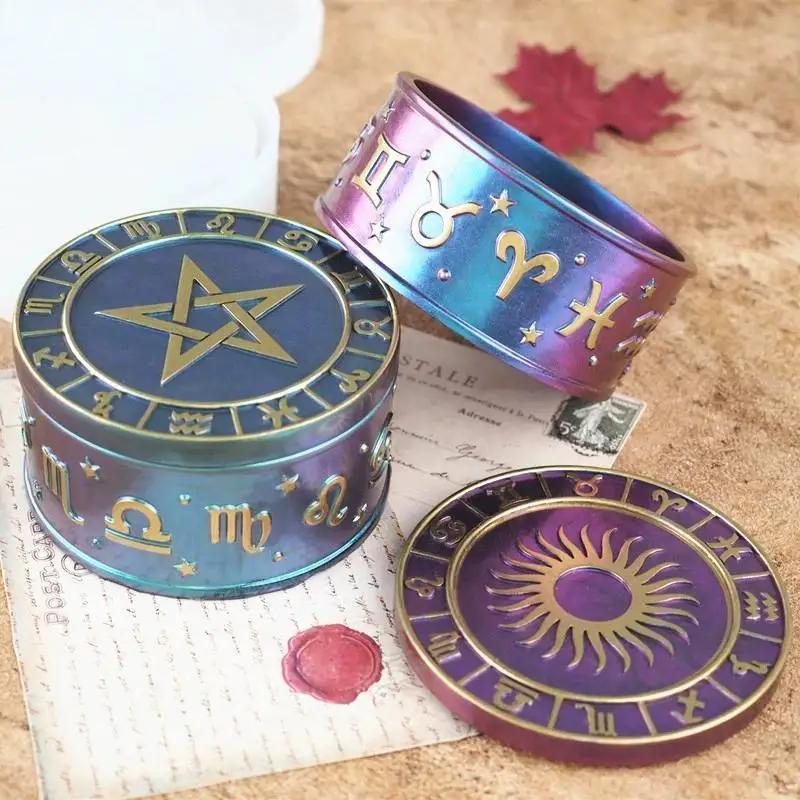 3Pcs/Set DIY Crystal Epoxy Resin Mold 12 Constellation Starry Sky Five-Pointed Star Storage Box Mirror Silicone Mold For Resin