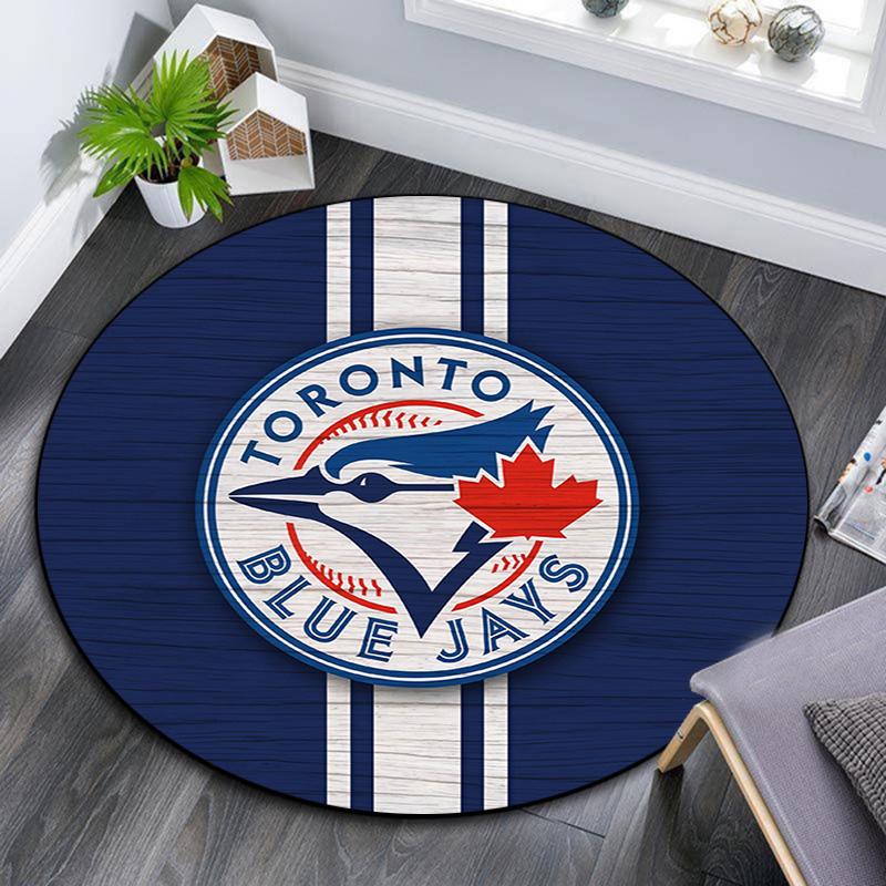 Toronto Blue Jays2 Round Area Rug,Carpet Rug for Living Room Bedroom Sofa Playroom Decor,Non-slip Floor Mat