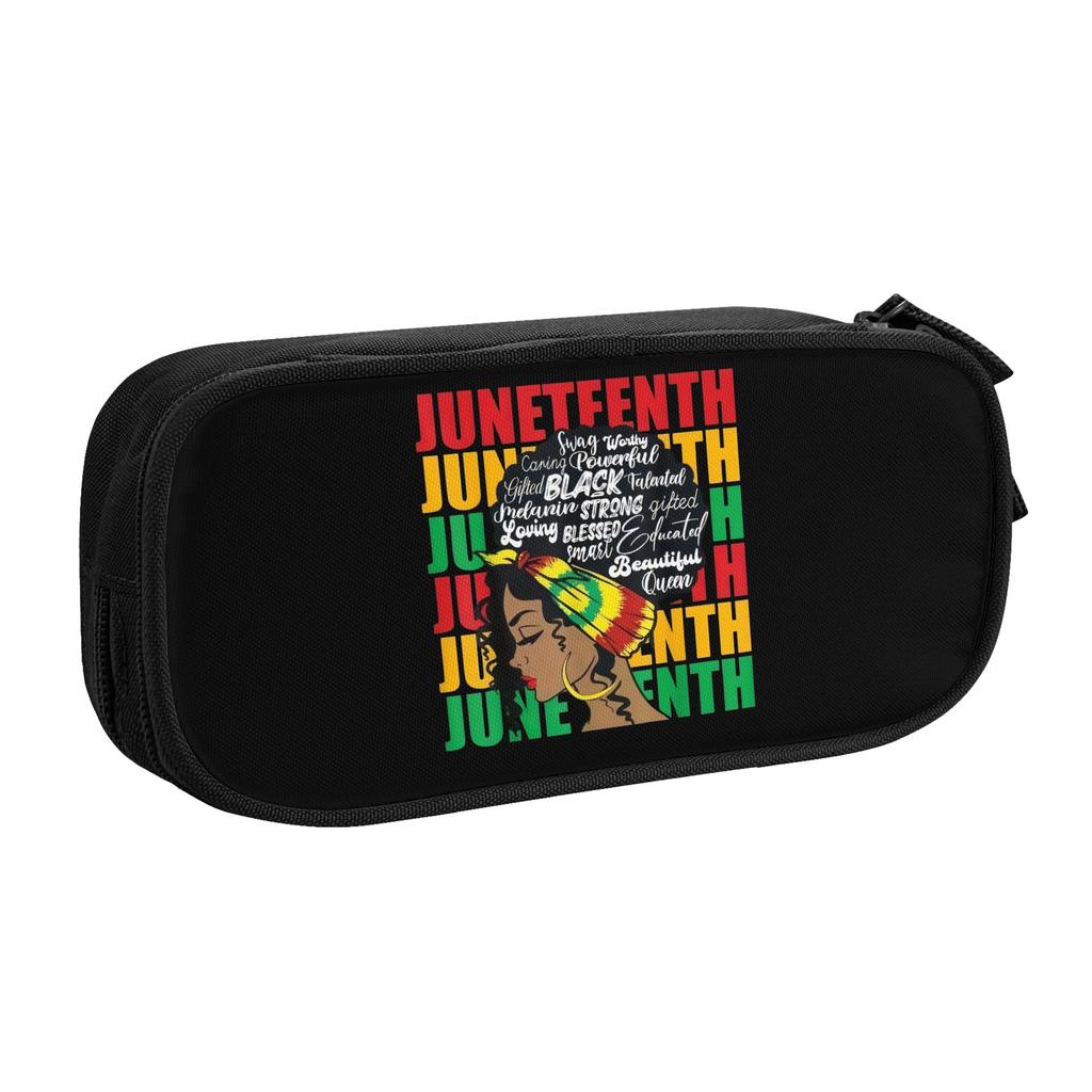 Juneteenth African American Women Cute Pencil Case Boy Girl Large Capacity Strength Courage Pencil Bag Student School