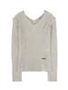 Holpeipeo Damaged Loose Knit Top (Dusty Ivory)
