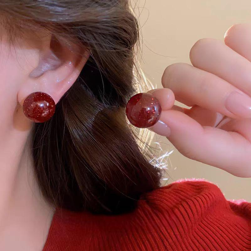 Cercei Ancola Roșu Argintiu Geometrici cu Picătură de Ulei - Modă Retro Manșete de Urechi High-End pentru Femei