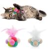 1pcs Funny Cat Stick Toys Colorful Feathers Tease Cat Stick Interactive Pet Toys Cat Playing Toy Elastic Feather Bell Ball