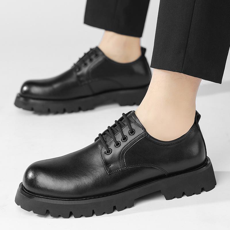 Leather Shoes Men'S Casual Shoes Business Thick-Soled Trend Tie-In Work Shoes JZ-88877