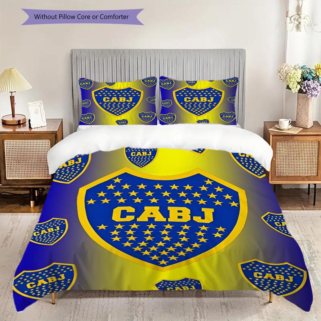 Boca Juniors Pattern Bedding Quilt Set Quilt Cover Pillowcase Home Decoration Birthday Gift (1 * duvet cover + 2 * pillowcase, without core)