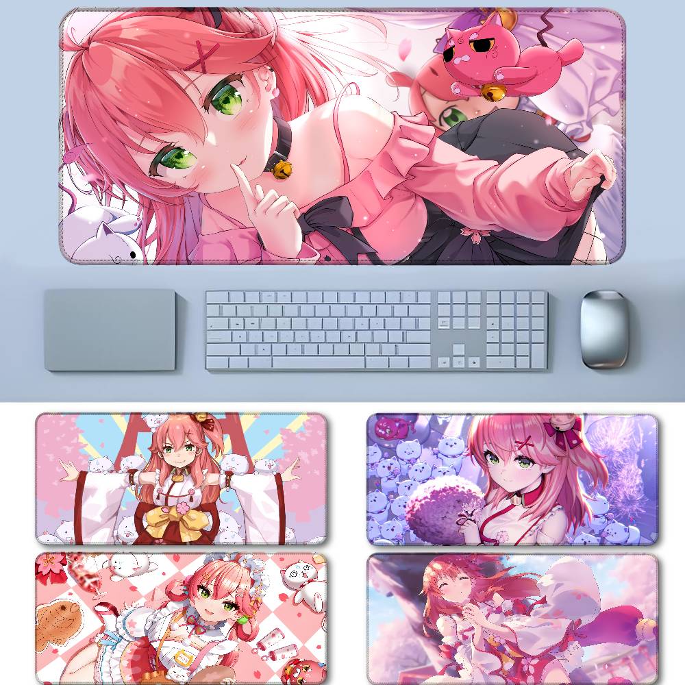 Hololive Sakura Miko Game Anime Mouse Pad Rubber Thicken Overlock Gaming Table Mat Office Computer Keyboard Pad PC Mousepad