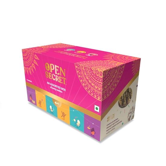 Open Secret Premium Gifts | 24 Assorted Chocolate & Dry Fruit Nutty Gourmet Cookies - (2x12)|Immunity Boosting Nuts|Healthy Food Hamper