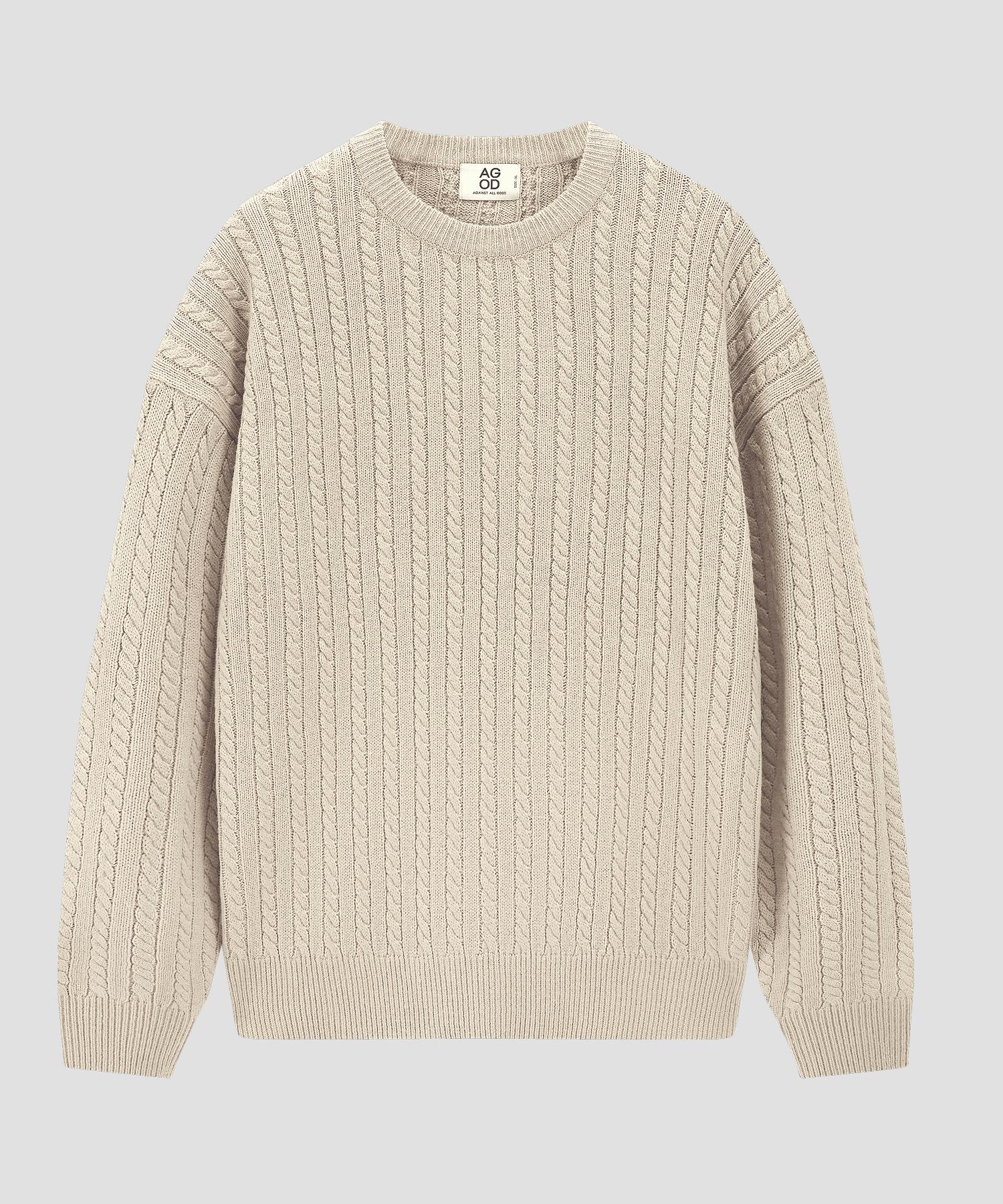 Age O.D. Crew Neck Oversized Cable Sweater Knit [Beige] Beige/L