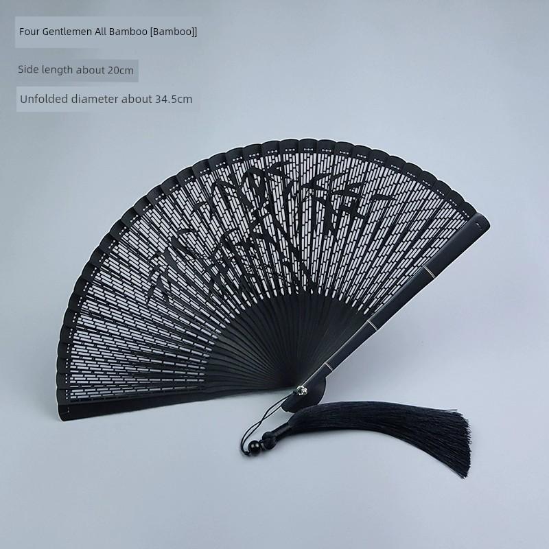 Cut Out 5-Inch Chinese Style Chinese Ancient Style Red and Black Folding Fan