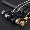 Rock Music Earphone Pendant Couple Necklace Titanium Steel Jewelry