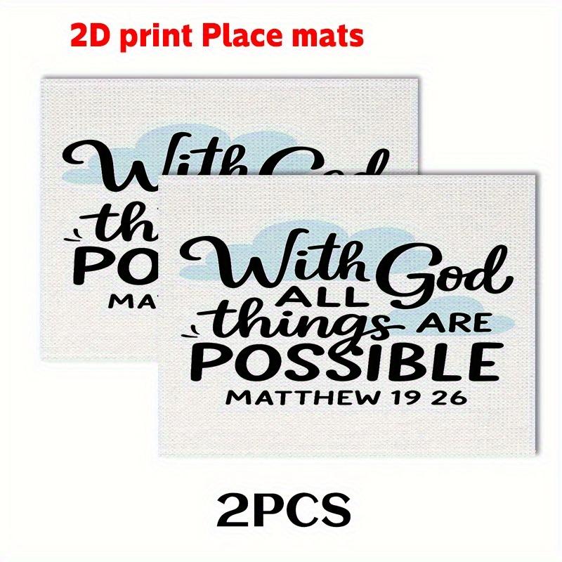2pcs/4pcs/6pcs Religious belief Place mats (2D print)The combination of words and clouds. 11.8X17.7in-Soft Table Coaster Pad for Home Decor, Formal