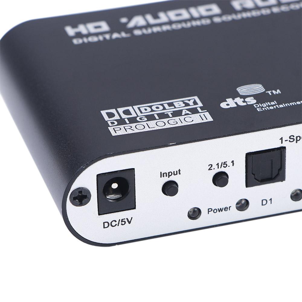 AUX 3.5mm To 6RCA HD Audio Decoder DAC Converter Decoder Amplifier AC3 Audio Digital To Analog