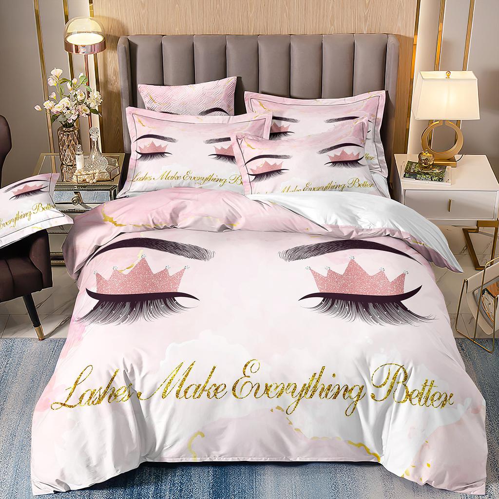 Home Textiles Eyes Eyelashes Mouth 3D Printing Four-Piece Quilt Cover Three-Piece Duvet Cover