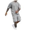 Men's Oversized 2-Piece Tracksuit Solid Color Cargo Shorts & T-Shirt Set