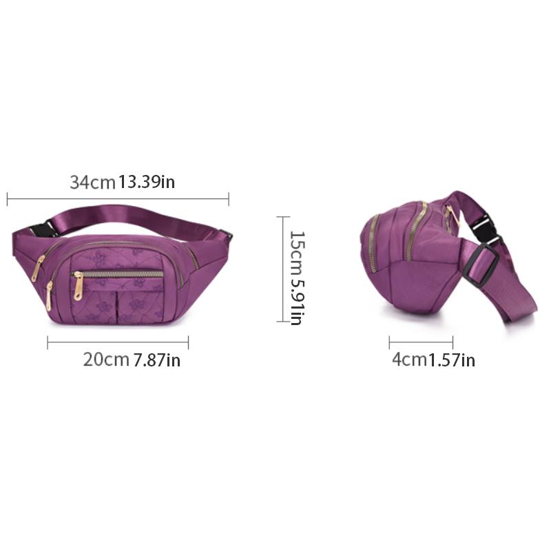 Women's fashionable waist bag, multifunctional outdoor waist bag with multiple zipper compartments and adjustable shoulder strap