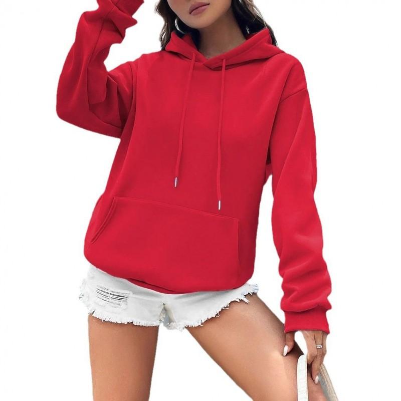 Oversized Hooded Sweatshirt Women Men Loose Fit Casual Solid Color Long Sleeve Pullover 2026
