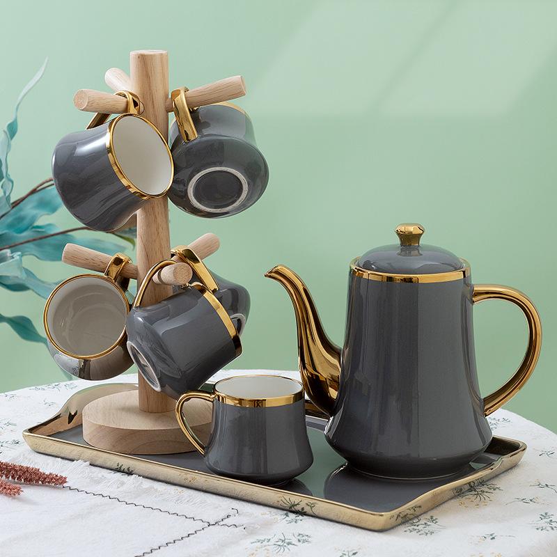 European Style Ceramic Tea Set - Luxury Living Room Teapot and Cup Set