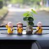 Shaking Head Monk Car Ornament Set - Cute Interior Decoration for Men and Women