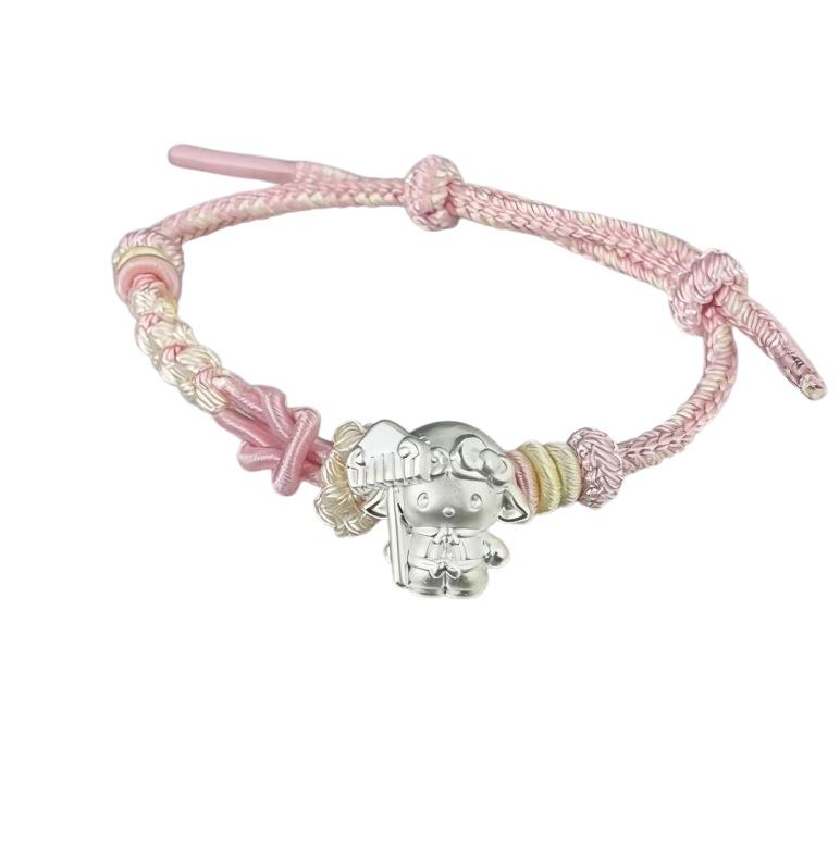 Sterling Silver 3D Monkey King Tang Monk Zodiac Bracelet - Children s Day Gift