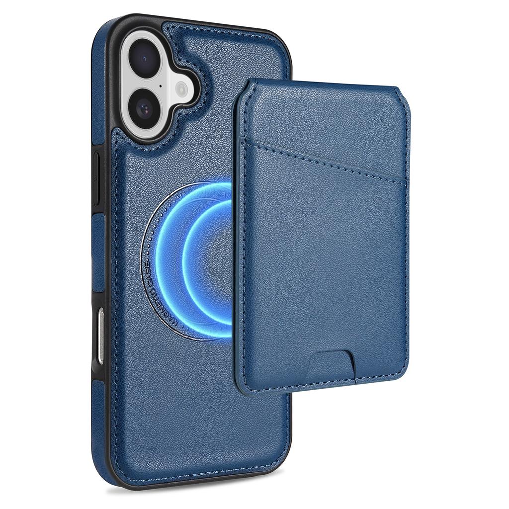 For iPhone 16 Case Compatible with MagSafe Detachable Card Holder Kickstand Leather Phone Back Cover