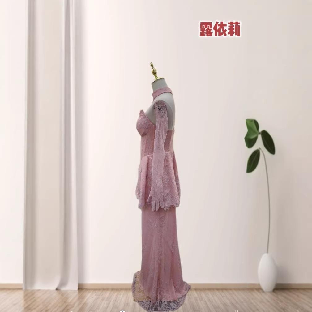 Europe and the United States export new sexy tube top lace fake two irregular shoulder party dress dress