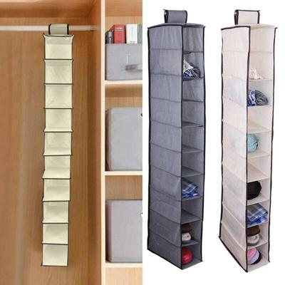 10 Pockets Hanging Clothes Storage Underwear Bag Shoes Organiser Home Room Clothes Holder Hanger Wardrobe Shelf Box