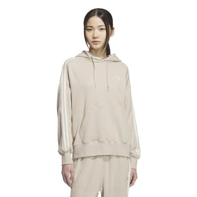 Adidas JUP40 Sweatshirt Hoodie In Wonder Quartz Size L ESS+ 3-Stripes Women's Beige/Off-White/Wonder White/Wonder (JZ8681)