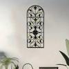 Victorian Arch Metal Wall Art Black Golden Floral Iron Decor for Dining Lounge Library Vintage Farmhouse Hanging Ornament Wedding Gift