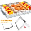 BBQ Skewer Rack Stainless Steel BBQ Metal Skewers Foldable Rotating Rotisserie Grill Rack with 6 Skewers for Shish Kebab